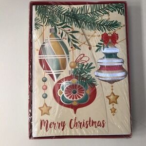 Holiday Style Christmas Cards 10 Count Open Front Ornaments Neutral Msg NIB